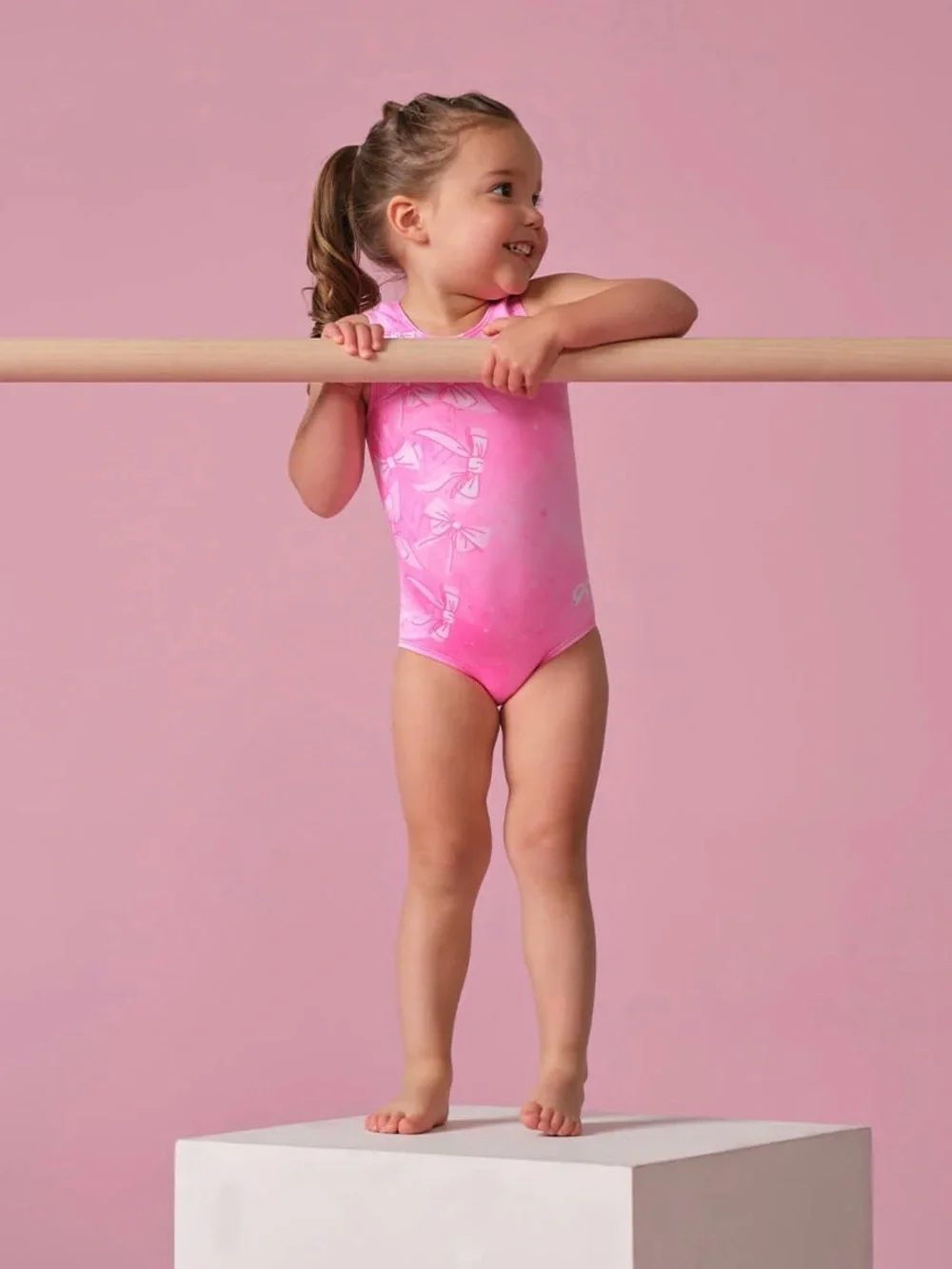 New  pink GKids Blush Bows Tank Leotard gymnastics tumble dance leotard sz CM
